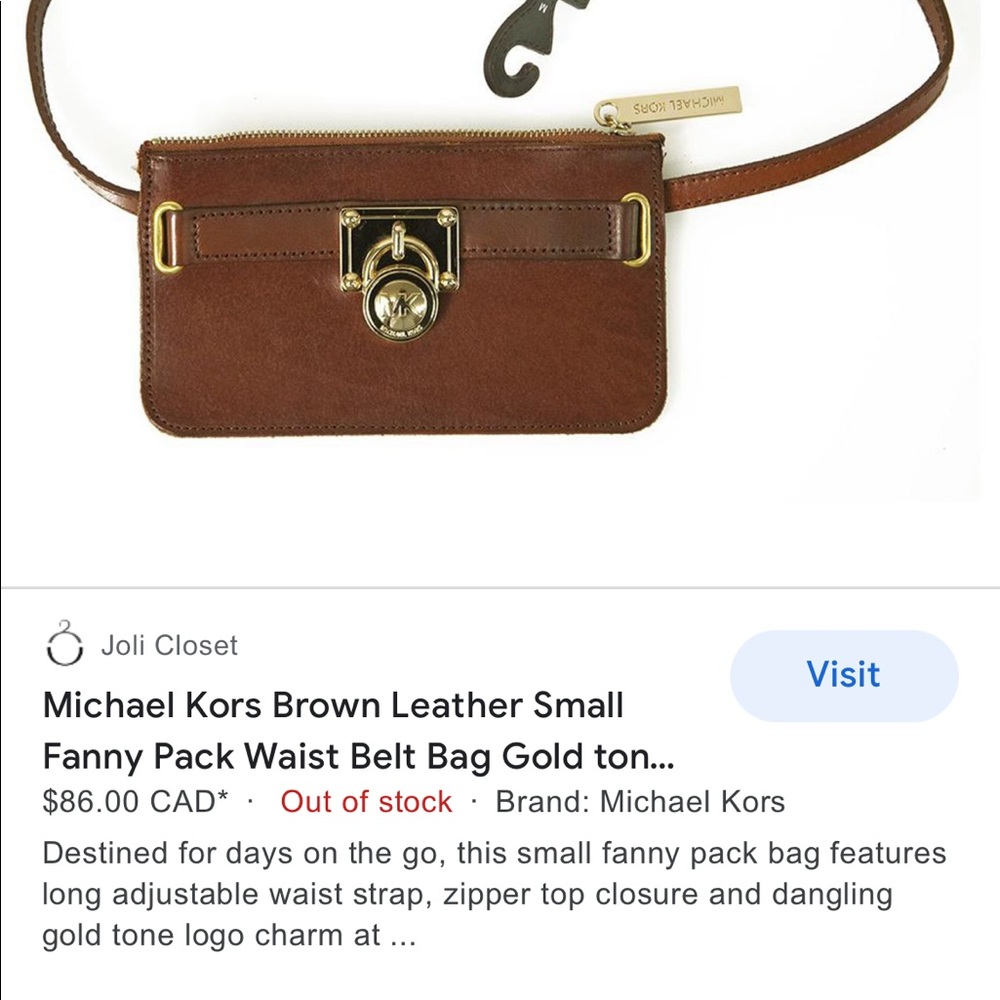 Michael Kors, Belted hold and tan purse.